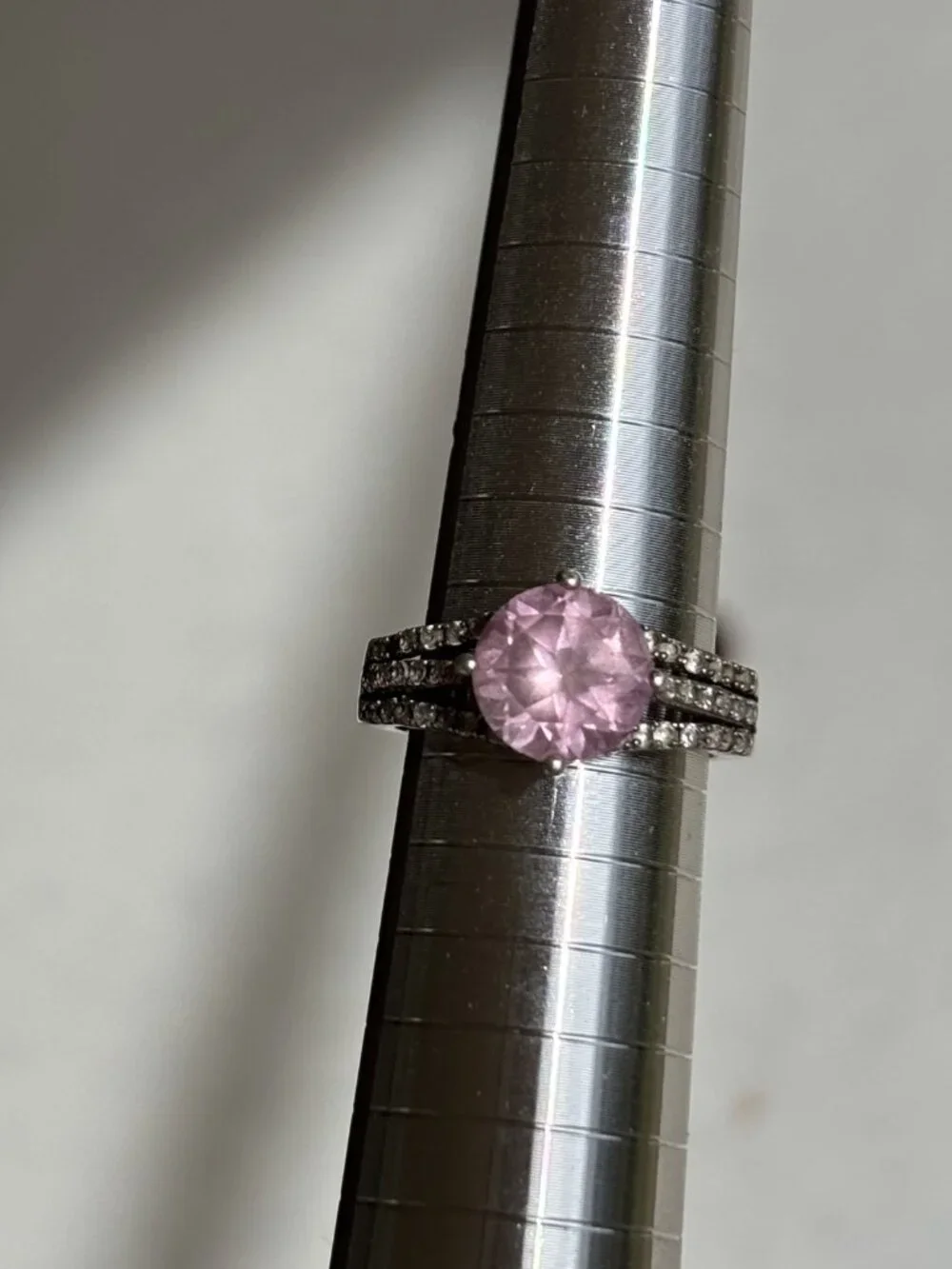 Sterling Silver 925 Pink Stone Ring Size 7 or 7.25